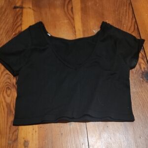 Black V-Neck Crop Top